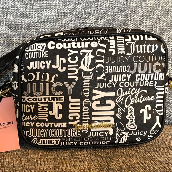 Juicy Couture Handbags - Juicy Couture Word Search Black & White Camera Crossbody Bag NEW